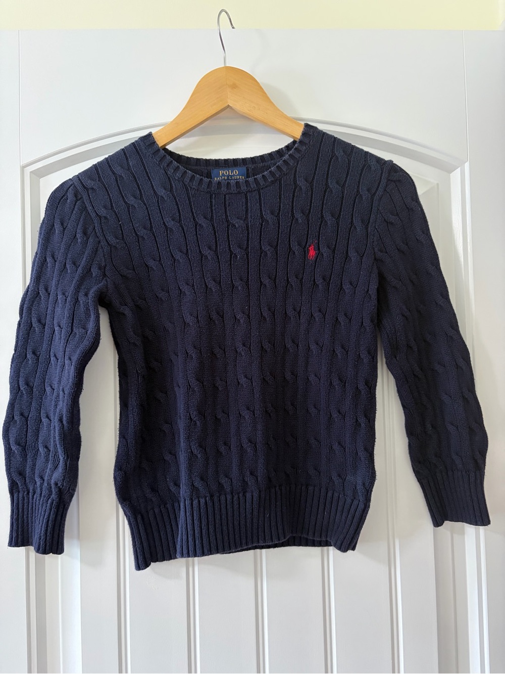 Polo by Ralph Lauren Kids Size 7 Navy Cable-Knit Navy Sweater